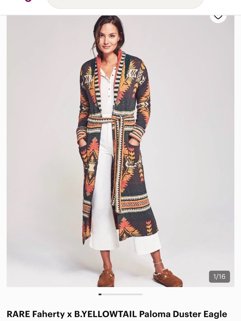 Faherty Multicolor Eagle-Pattern Duster Cardigan - Black, Orange, Yellow, Green